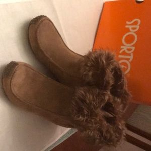 Sporto suede boots with faux fur on the top